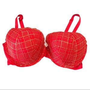 Victoria’s Secret Lined Demi Red and Gold Red Bra Size 38DDD